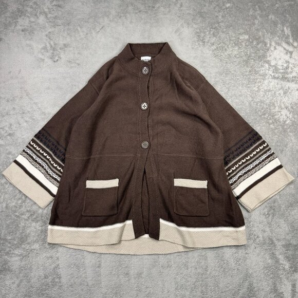 Vtg Columbia Womens XL Brown Knit Cardigan Sweater 3/4 Sleeve Y2K Cottagecore - Picture 1 of 9